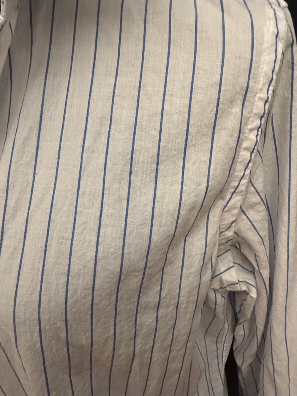Lauren Ralph Lauren Blue White Pinstripe Button Down Shirt Women’ Size 10 Cotton - Picture 3 of 7